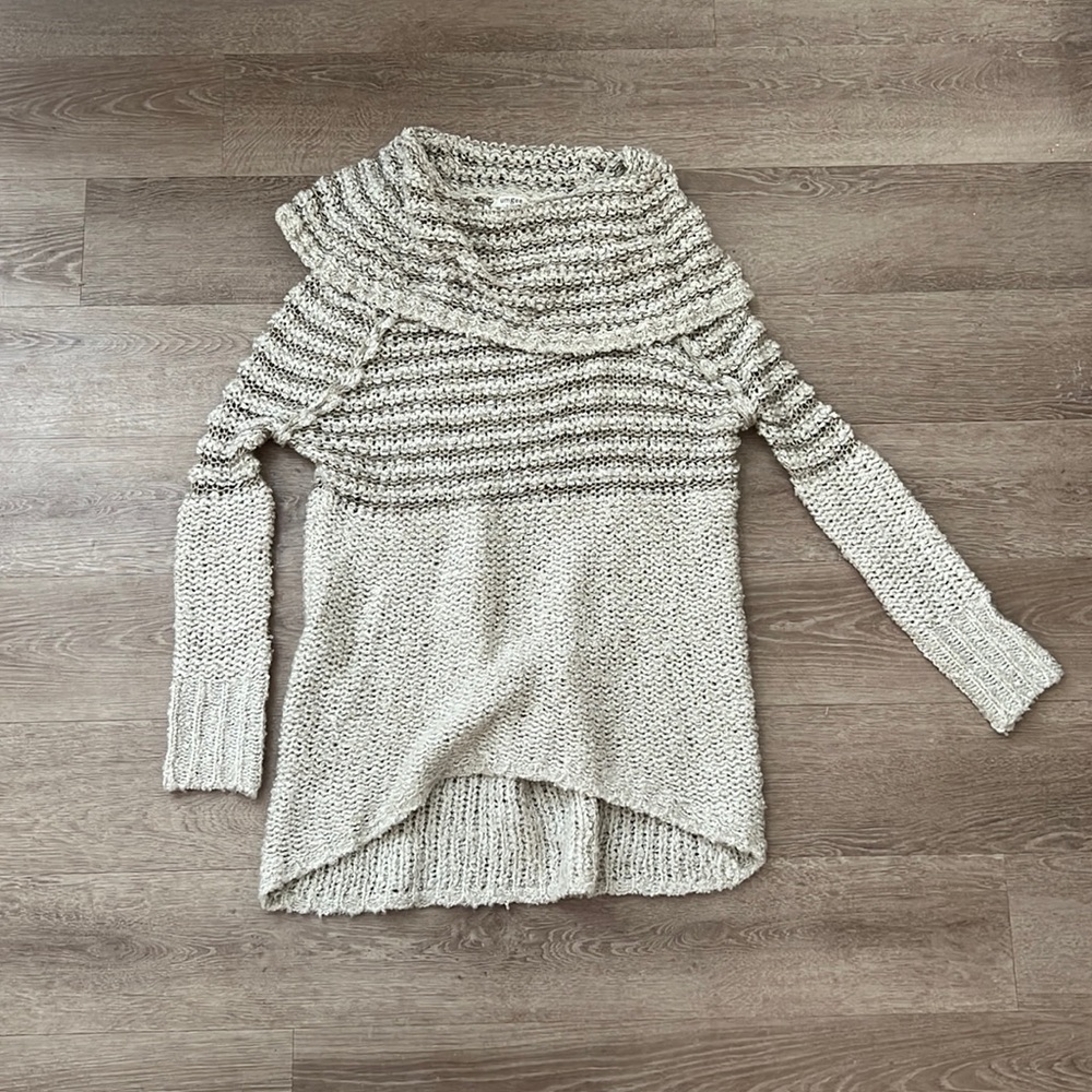 Umber cream cowl neck sweater